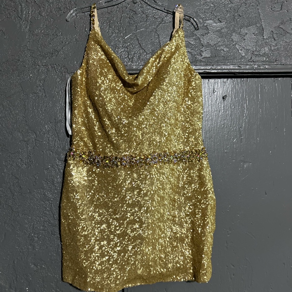 Gold Sequin Mini Dress